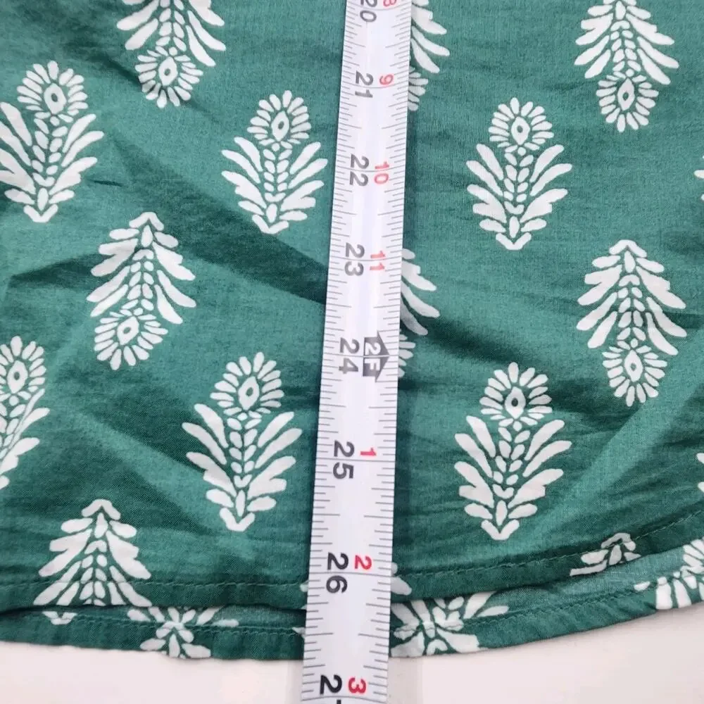 J Crew Ruffle Collar Blouse Top Green 3 Button 100% Cotton Womens Plus Size 3XL